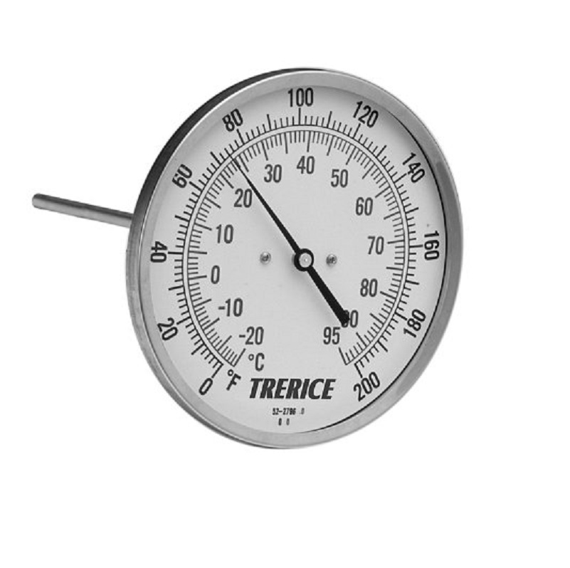 Thermometer -40° to 160°F Back Connection 3" Dial 4" Stem 